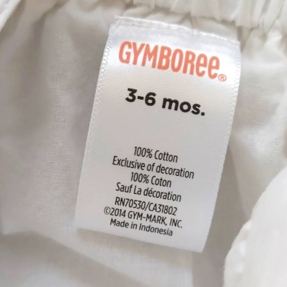 Gymboree Baby PomPom & Flower Button Detail White Dress - 3-6 months